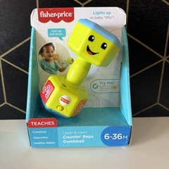 Fisher Price Countin Reps Dumbbell Baby Toy Lights Sounds 6-36M