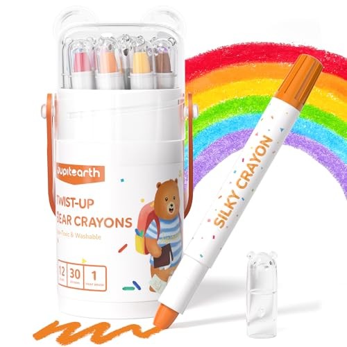 Color Twist Crayons for Toddlers 1-3 and Kids 4-8, Non-Toxic Washable 12