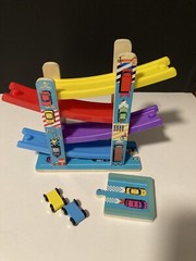 Race Track Car Montessori Toy for 1-3 Years Old Boys/Girls-wood coordination toy