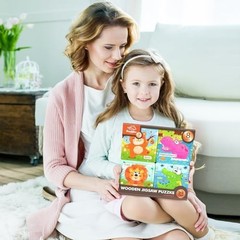 8 Pack Wooden Jigsaw Puzzles for Toddlers Baby Kids 3 4 5Years Old Color Shape
