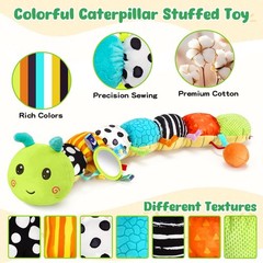 Baby Sensory Toys for 0-12 Months, Musical Caterpillar Tummy Time Toys
