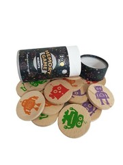 16Pcs Robots Memory Game Wooden Disc Matching Natural Toys Christmas Gift