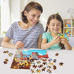 LELEMON Puzzles for Kids Ages 4-8 Construction Vehicles 100 Piece Puzzles for Ki