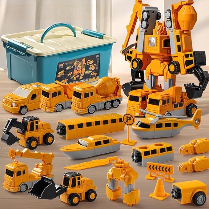 Magnetic Transform Engineering Car Assembled Toys with Storage Box, Toys for Tod