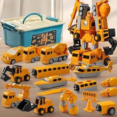 Magnetic Transform Engineering Car Assembled Toys with Storage Box, Toys for Tod