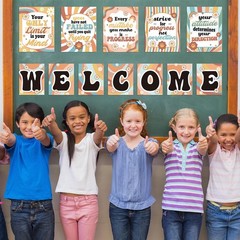 Ragnhild 17 Pcs Retro Welcome Classroom Posters Bulletin Board Decorations, G…
