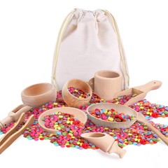 10 Pcs Wooden Sensory Bin Tools for Toddlers & Preschool Children, Montessori…