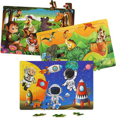 Wooden Puzzles Toys for Kids Ages 4-6, Set of 3 Packs with 60-Piece Wood…