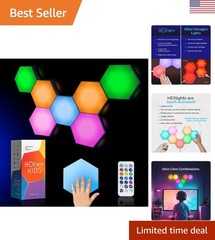 Interactive Remote-Controlled Hexagon LED Lights – 7 Panels for Kids’ Spaces