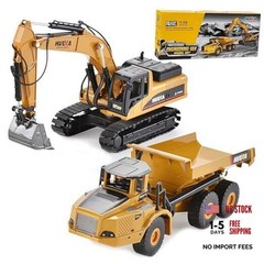 Heavy Duty Excavator Toy Dump Truck Toys for Kids, Construction Site Playset,