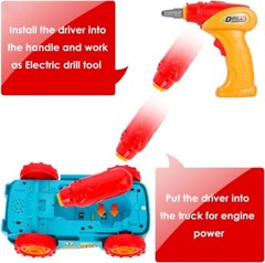 Toys Truck Toddler DIY Assembly Construction Bulldozer with Drill Tool/ Music/ L