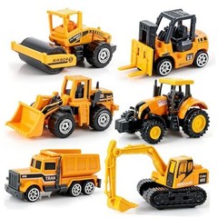 6 Pack Diecast Construction Toys, Mini Excavator Toy 6 Pack Construction Trucks