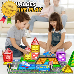 Magnetic Tiles City Road Set Kids Toys for 3 Year Old Boys Girls Magnetic Buildi