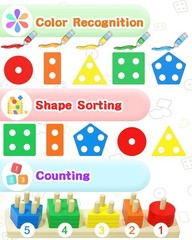 Rainbow Geometric Sorting & Stacking Toy – Safe, Non-Toxic Fun for Toddlers