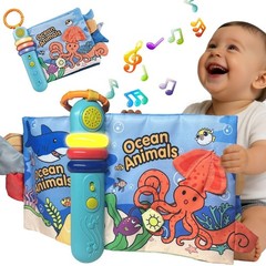 Cloth Books for Babies 0-6-12 Months, Interactive Soft Sensory Toy with Lights,