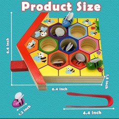 Montessori Bee Hive Toy Fine Motor Skills Color Sorting Toddler Learning 3+ age