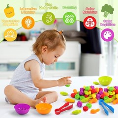 Counting Vegetables Matching Games Sensory Toys with Sorting Bowls Preschool