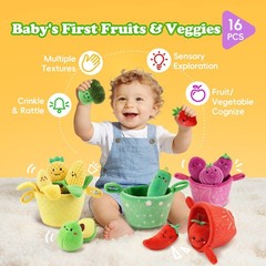 Baby Toys 6–12 Months, 16PCS My First Fruit Vegetable Sensory Toys for Babies…