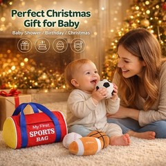 Baby Toys 0-12 , My First Sports Bag Plush Toy – 4 Sensory Balls Soft Toys wi…