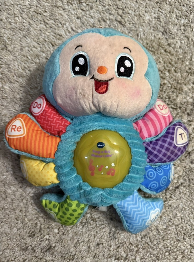 Vtech Snug-a-Bug Musical Critter Soft Baby Toy Plush Animal Colors Talks Sings
