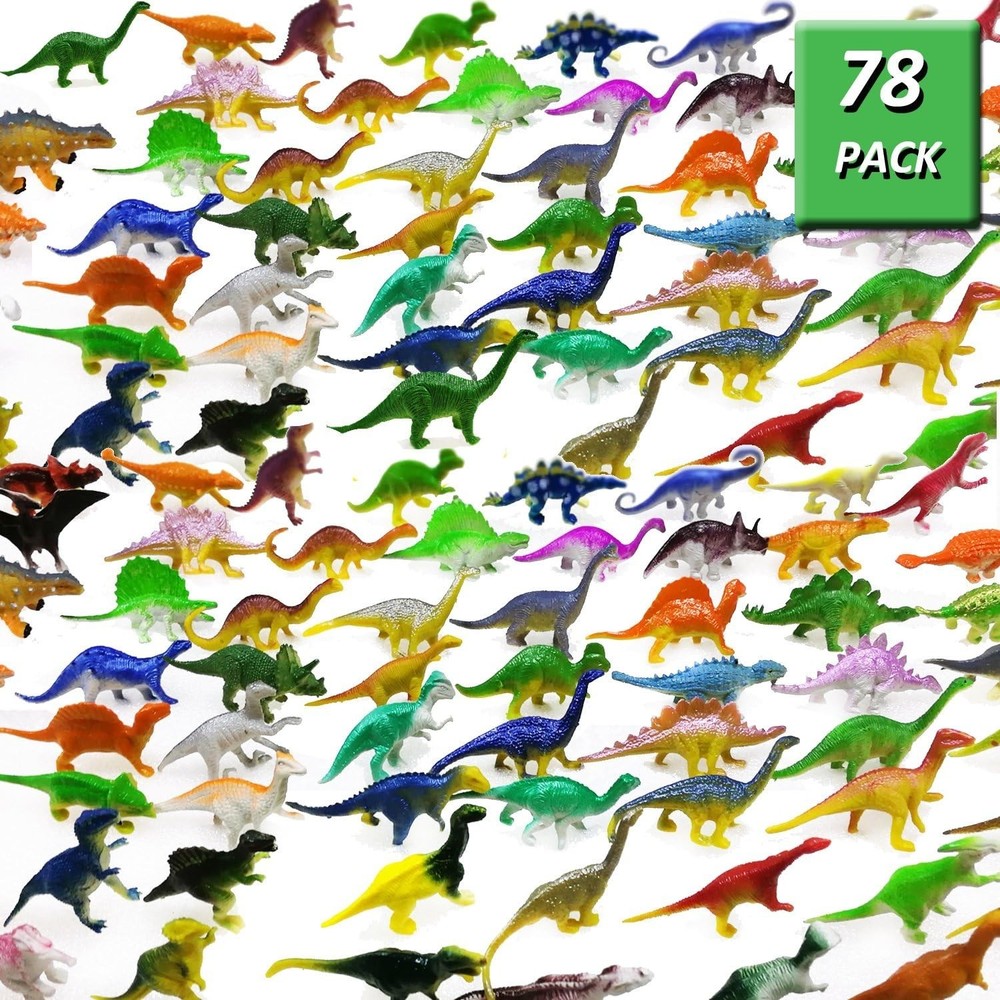Dinosaur Toy Set – 78 Mini Figures Including T-rex & Stegosaurus for Parties