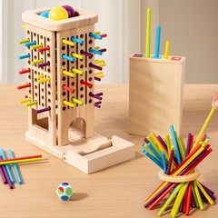 Pizza Leaning Tower Wooden Board 3-in-1 Game Drawing Stick Education Puzzle Toy