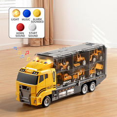 Toddler Boys Construction Truck Vehicle Toy Set with Play Mat and Die-Cast Toy C