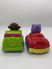 Bright Starts Push N Go Monkey & Hippo Friction Cars With Sounds Working Lot 2