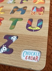 Chuckle and Roar Wood Puzzle Alphabet Learning Toy About 13” X 9”