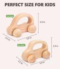 2 PCS Wooden Baby Car Toys for Toddlers 1-3 Years Old, Montessori Wooden Cars…