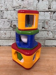 Tolo Stacking Activity Shapes Baby Toy Mirror Rattle Primary Color Match Sensory