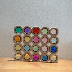 20PCS Wooden Gem Blocks Stacking Toys,Colorful Acrylic Windows Blocks, Rainbo…