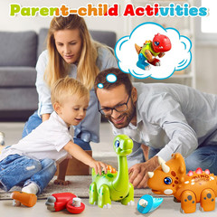 LZZAPJ Montessori Dinosaur Assembly Toy Set with Lights & Music – STEM Dinosaur