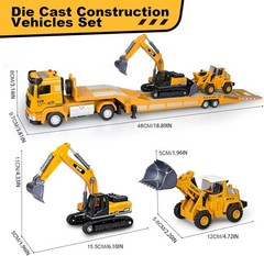 Toddler Boys Toys for 3-5 Years Old, Construction Toy Set w/Semi Truck, Excavato