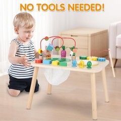 Activity Table for 1+ Year Old, 7 in 1 Wooden Montessori Activity Center Play…