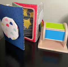 Lovevery Wood Sensory Toy Spinning Drum Color Wheel & Panda Crate Bond w/Me Soft