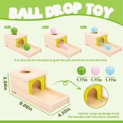 Object Permanence Box with Tray Three Balls Montessori Toys for 6-12 Months Baby