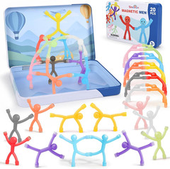 20Pcs Magnetic Travel Toys, Magnets Men for Kids with Metal Box, Airplane Car Tr