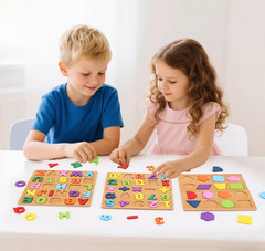 Wooden Puzzles for Toddlers, 3Pack Alphabet Shape Puzzles for Kids 3 Wooden