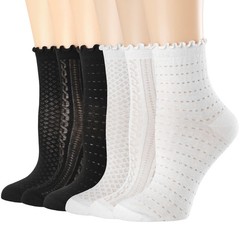 Mcool Mary Women’s Ruffle Socks Mesh Casual Lace Cotton Crew Socks Summer Ult…