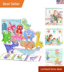 Portable 10 Pack Wooden Dinosaur Stacking Blocks – Perfect Gift for Toddlers!