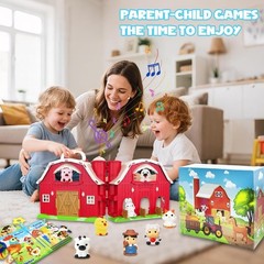 Musical Red Barn Farm Animal Toy Set: Educational Fun for Toddlers 12-18