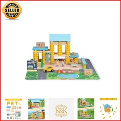 Imaginative 229 PCS Pet Vet Log Kit – Safe Wooden Construction for Ages 3+