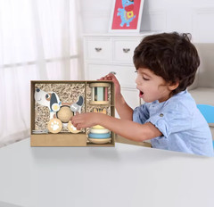 Wooden Dog Pull Along Toy Cat Stacking Rings Baby Toddler Learning Toy Set