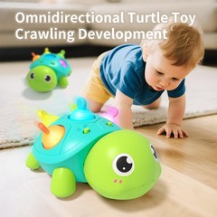 Baby Turtle Crawling Toy with Lights & Sounds – Chew‑safe Bath Soothing Fun