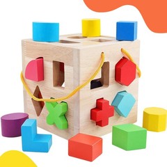 Shape Sorter Toys with 19 Shape Blocks, Wooden Toys for Toddlers , Gift for G…