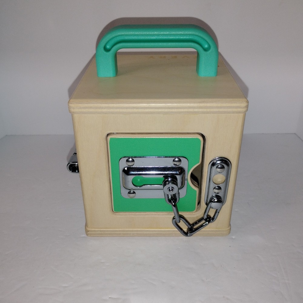 LOVEVERY Montessori Learning Toy Wooden Lock Latches Busy Box