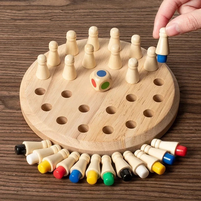 1pc Wooden Memory Match Stick Chess Montessori Puzzle Board Game for Kids&Family