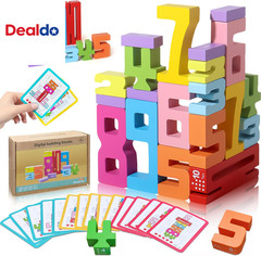 Wooden Number Building Blocks – 20Pcs Stacking for 3+ Years Old Kids, Digital Bu