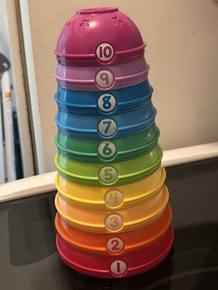 Multicolor Numbered Nesting Stacking Cups Set 1-10, Counting Toy Age 1+